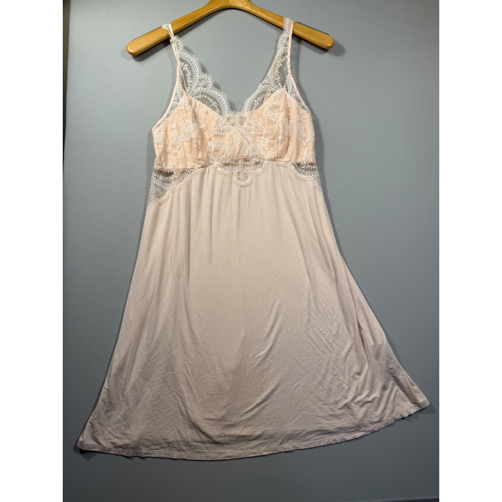 Soma Intimates Peach Lace Trim Chemise Nightgown Sleep Dress Medium